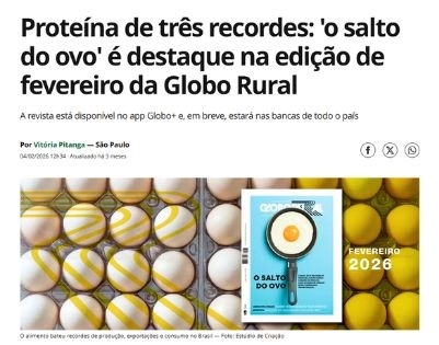 Ovo brasileiro alcança novo patamar com recordes de produção, consumo e exportação