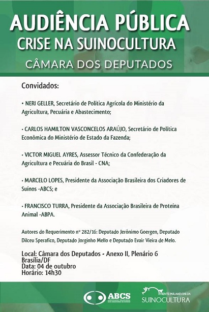 Câmara debaterá crise na suinocultura